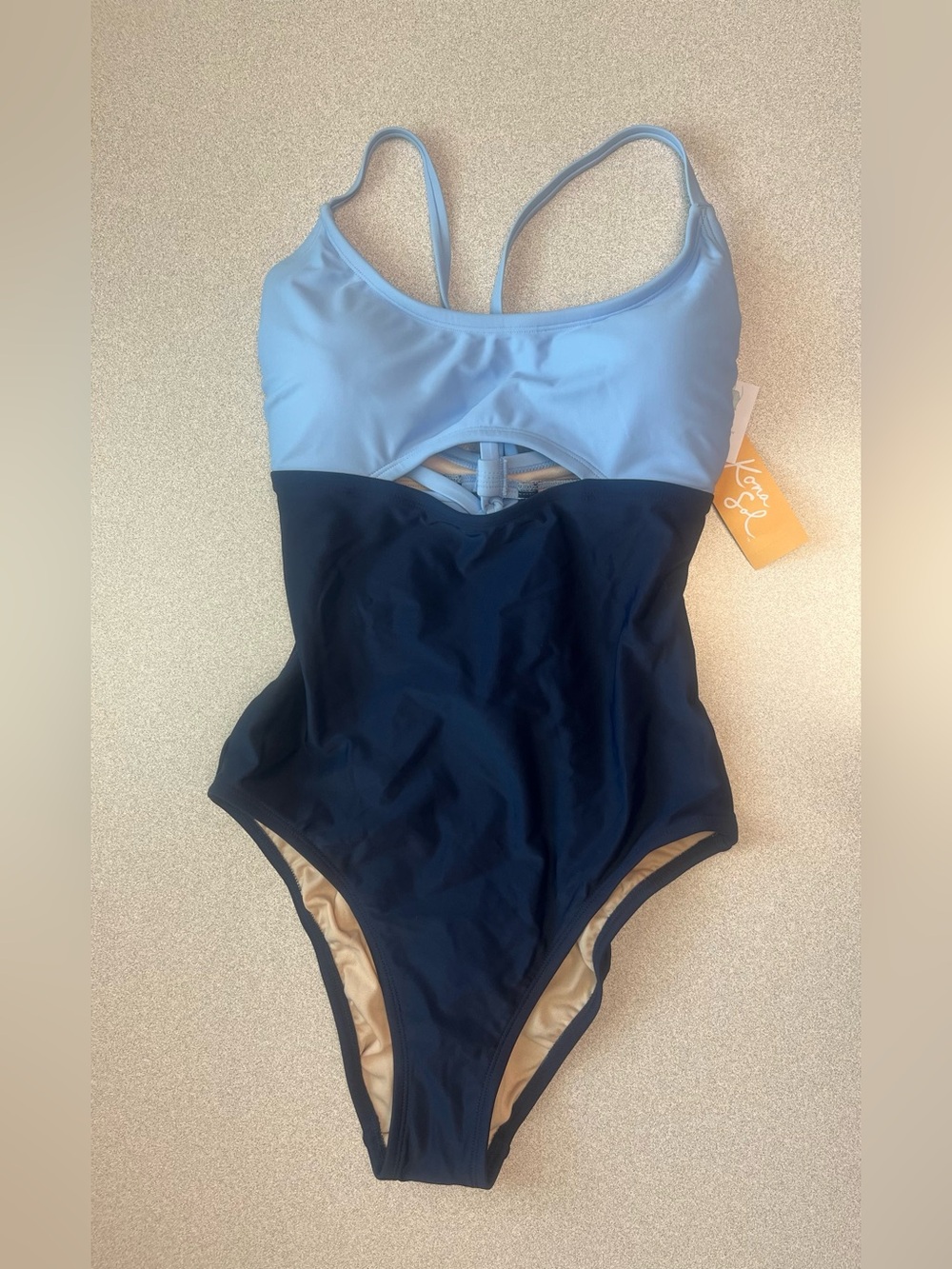 NWT Kona Sol Color Block One Piece Swimsuit Women's Size Medium 8-10 Blue